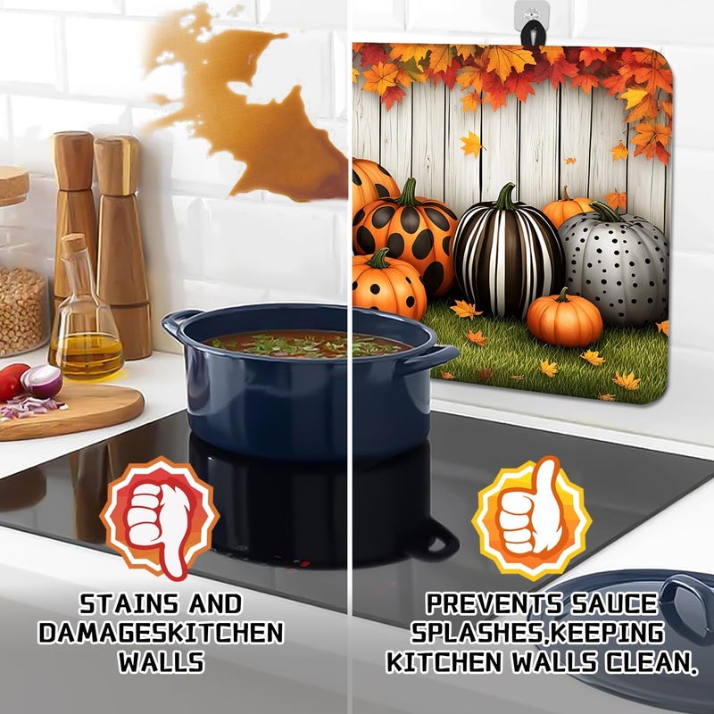 Seimip Fall Thanksgiving Stove Cover for Electric Stove Autumn Pumpkin Stove Top Cover for Kitchen Gas Stove Pad Decor Stove Covers Black Non-Stick Cooktop Mat Countertop Protector Keep Stove Clean - Image 4